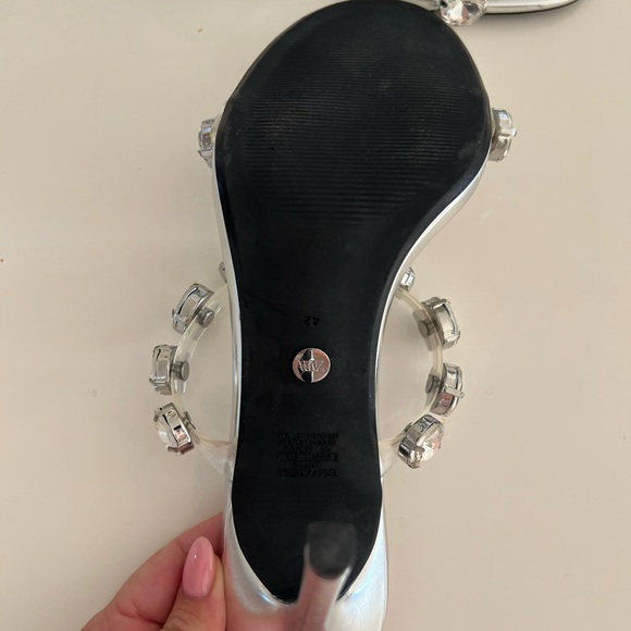💎Zara Rhinestones Crystals Embellished Mules Silver Heels US Sz 11/ EU 42 - Picture 7 of 11